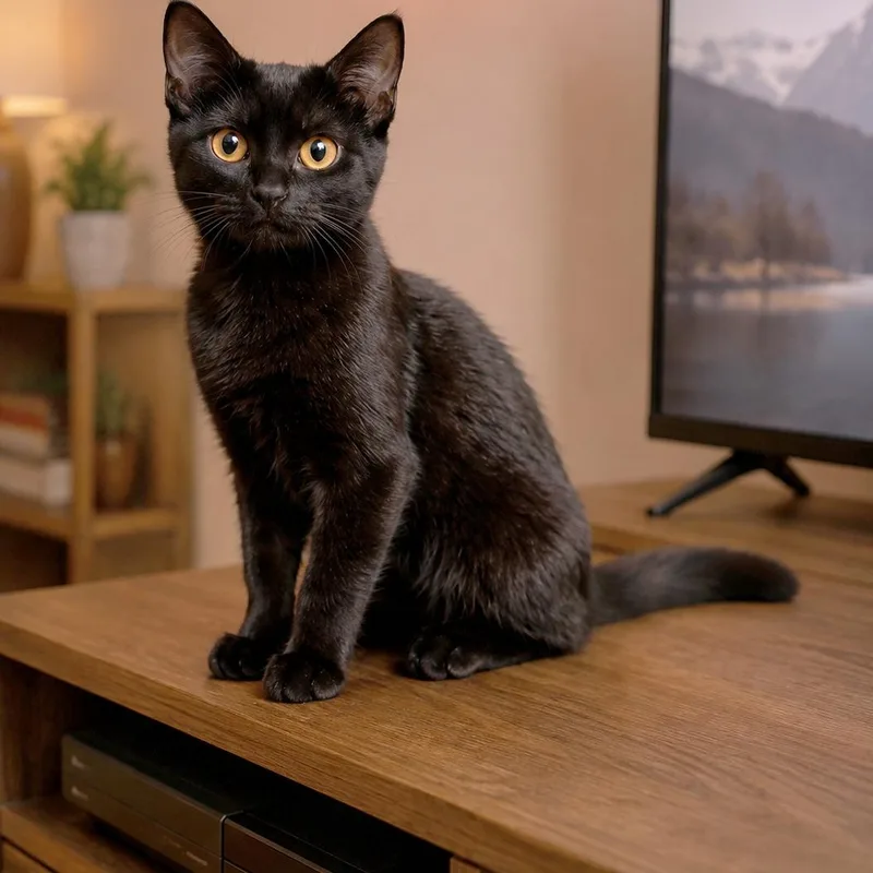 A young medium-sized female Black Burmese cat named Opal for adoption in Valley Falls, KS