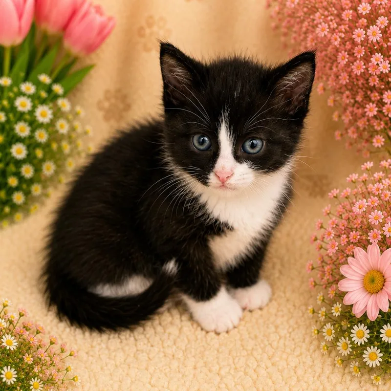 A baby small-sized female Black Domestic Short Hair cat named Aster for adoption in Walnut Cove, NC