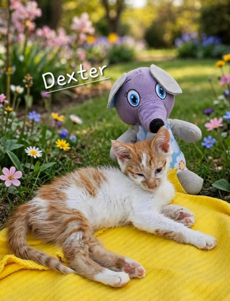 A baby medium-sized male Domestic Short Hair cat named Dexter for adoption in Jim Thorpe, PA