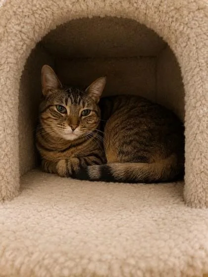 An adult medium-sized male Domestic Long Hair cat named Frisky for adoption in North Richland Hills, TX