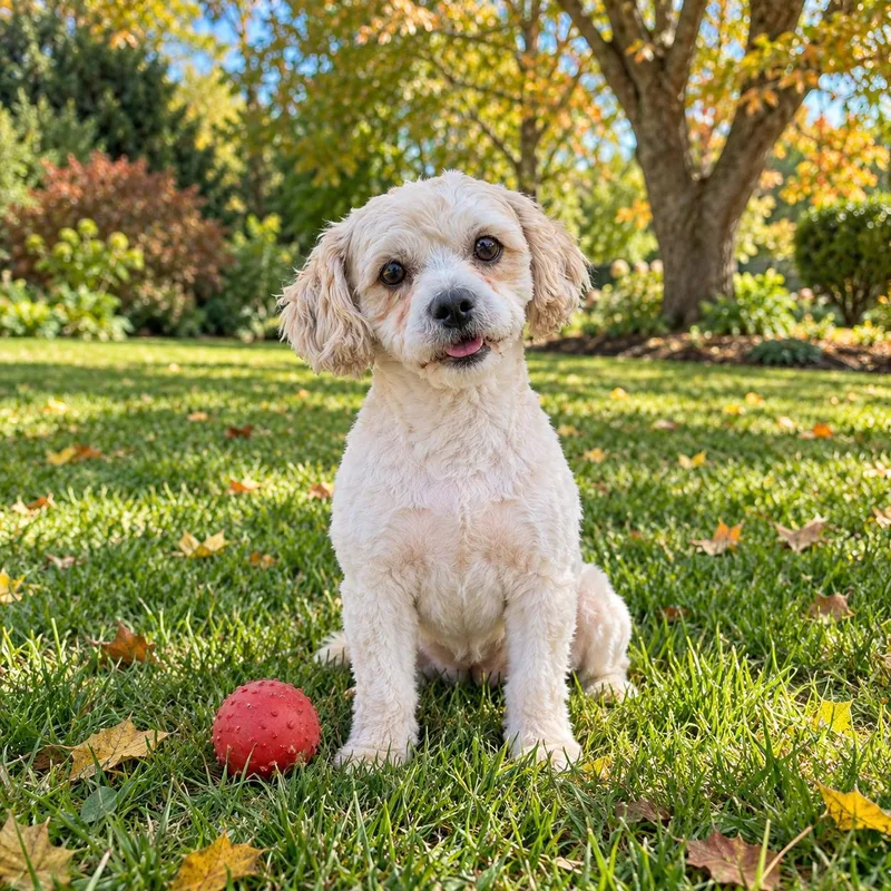 A young small-sized male White / Cream Cavapoo dog named Bear for adoption in POTOMAC, MD