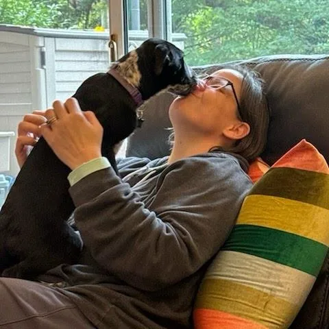 A baby medium-sized female Black Pointer dog named Allesandra for adoption in Columbia, MD