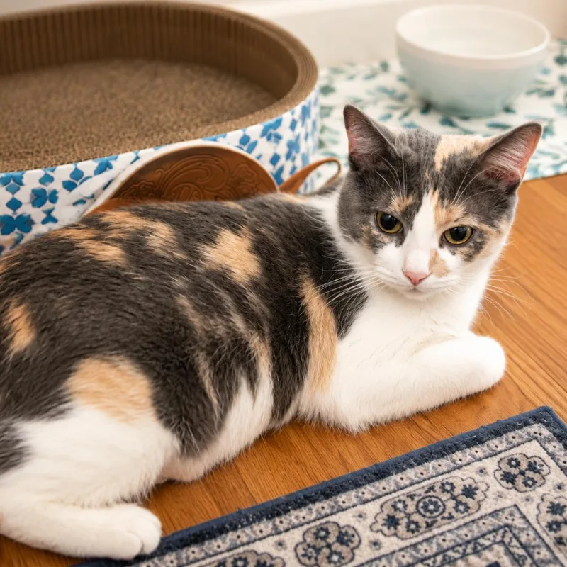 A senior medium-sized female Calico Domestic Short Hair cat named Kiera for adoption in Hopkinton, MA