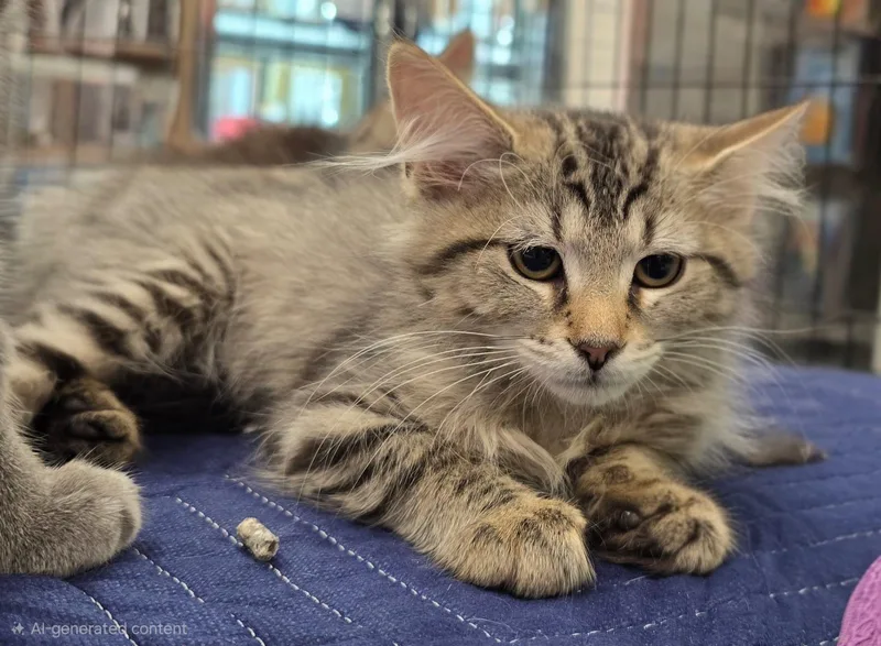 A young medium-sized female Tabby (Brown / Chocolate) Domestic Medium Hair cat named Dashcam for adoption in Nottingham, MD
