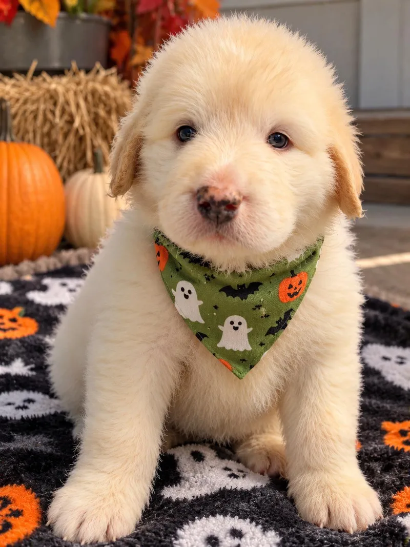 A baby large-sized male White / Cream Golden Retriever dog named Hocus and Pocus for adoption in Cerritos, CA