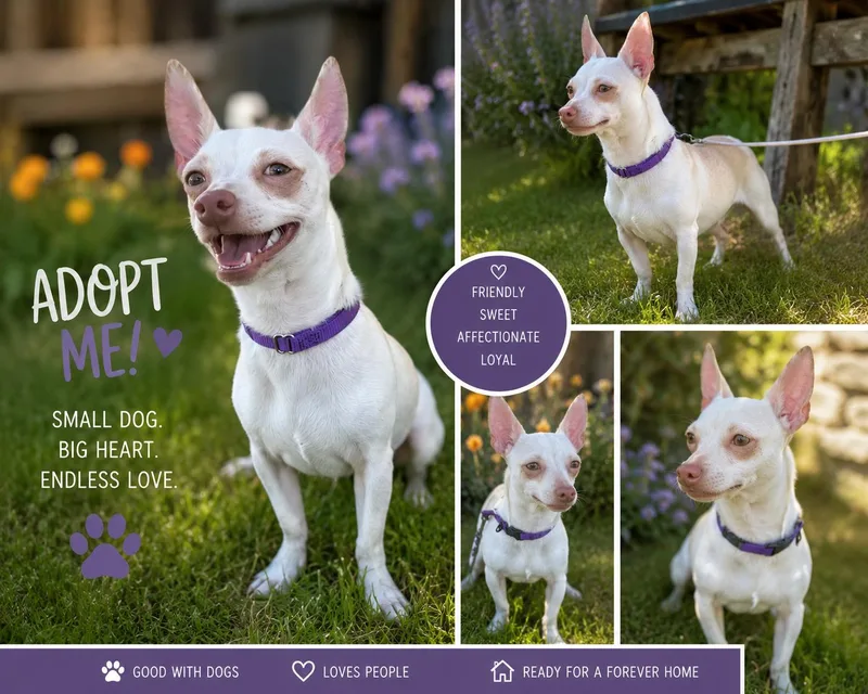 A young small-sized male White / Cream Chihuahua dog named Pinkie for adoption in San Antonio, TX