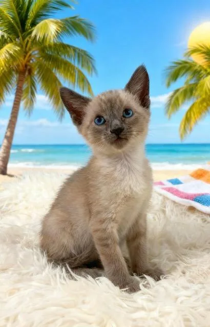 A baby small-sized male Smoke Siamese cat named Flynn Rider for adoption in Tehachapi, CA