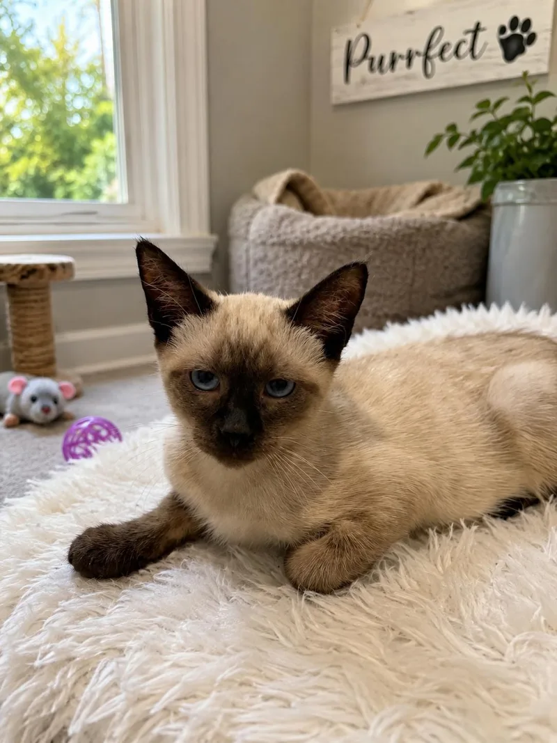 A baby medium-sized male Siamese cat named Benny for adoption in Napa, CA