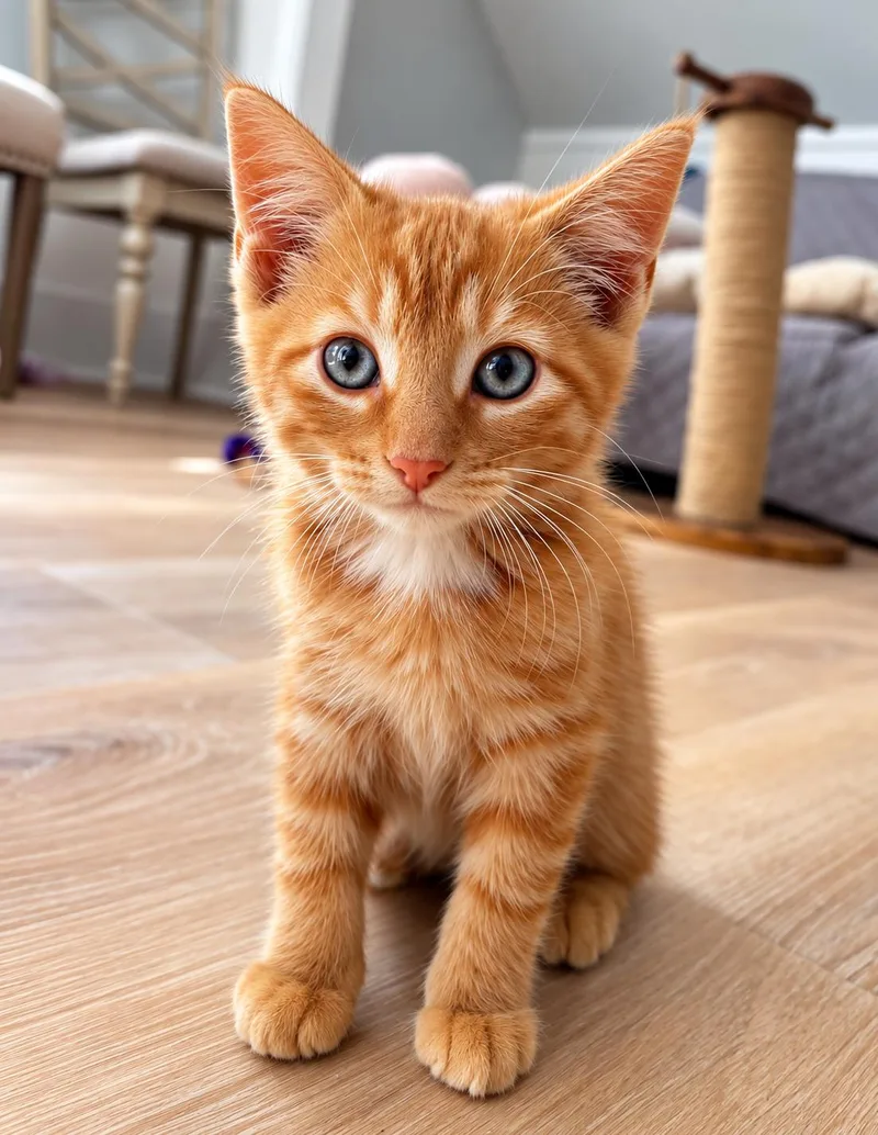 A baby medium-sized male Orange & White Domestic Short Hair cat named Ernie for adoption in Victor, NY