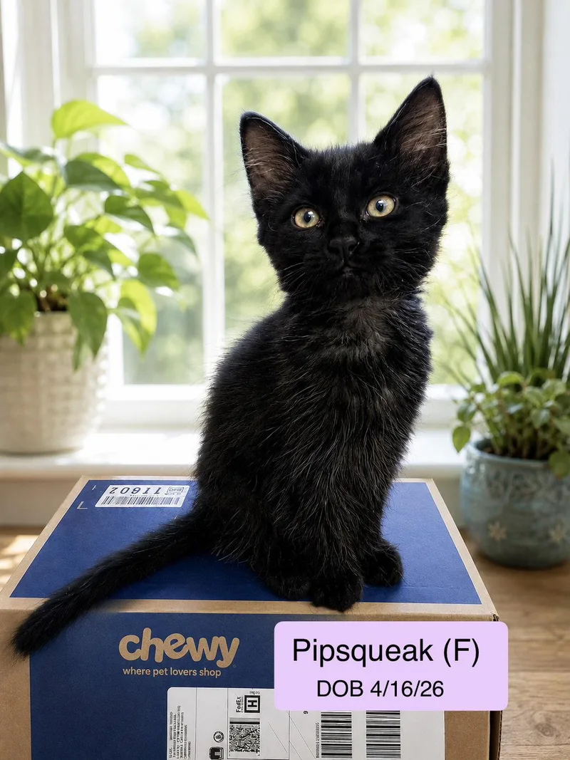 A baby medium-sized female Domestic Long Hair cat named Pipsqueak for adoption in Vacaville, CA