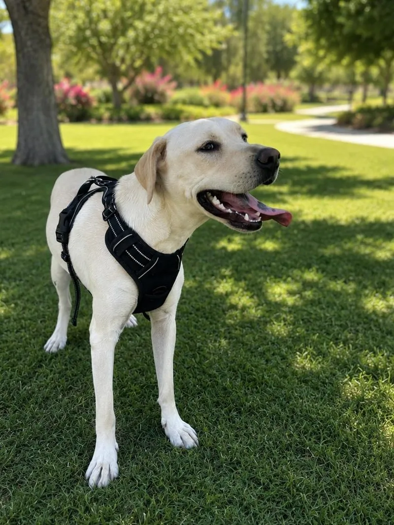 A baby medium-sized female White / Cream Yellow Labrador Retriever dog named Kamala for adoption in Coachella, CA