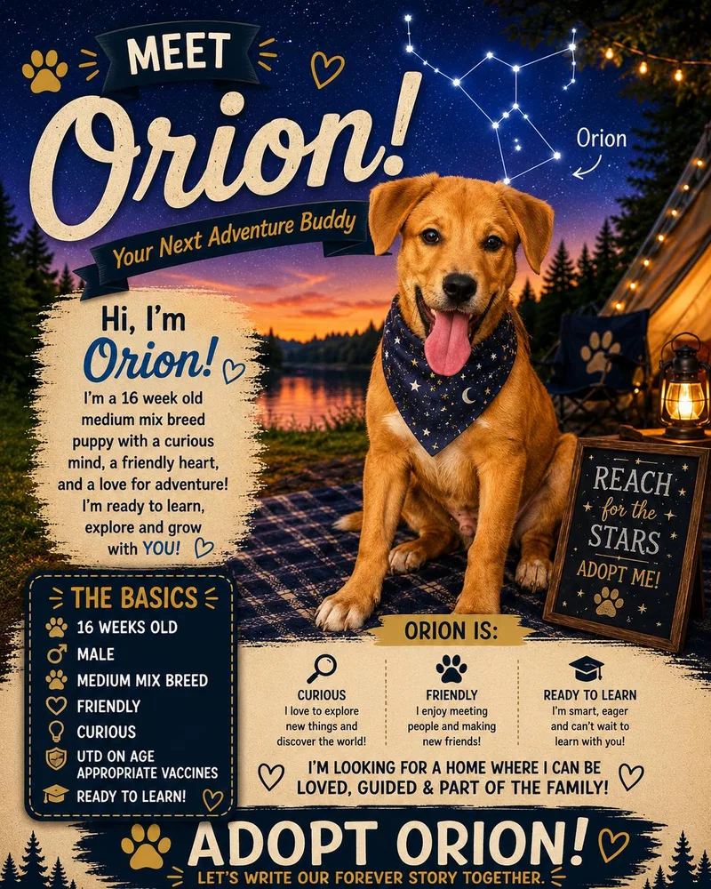 A baby small-sized male Black Mixed Breed dog named Orion for adoption in Ashland, KY