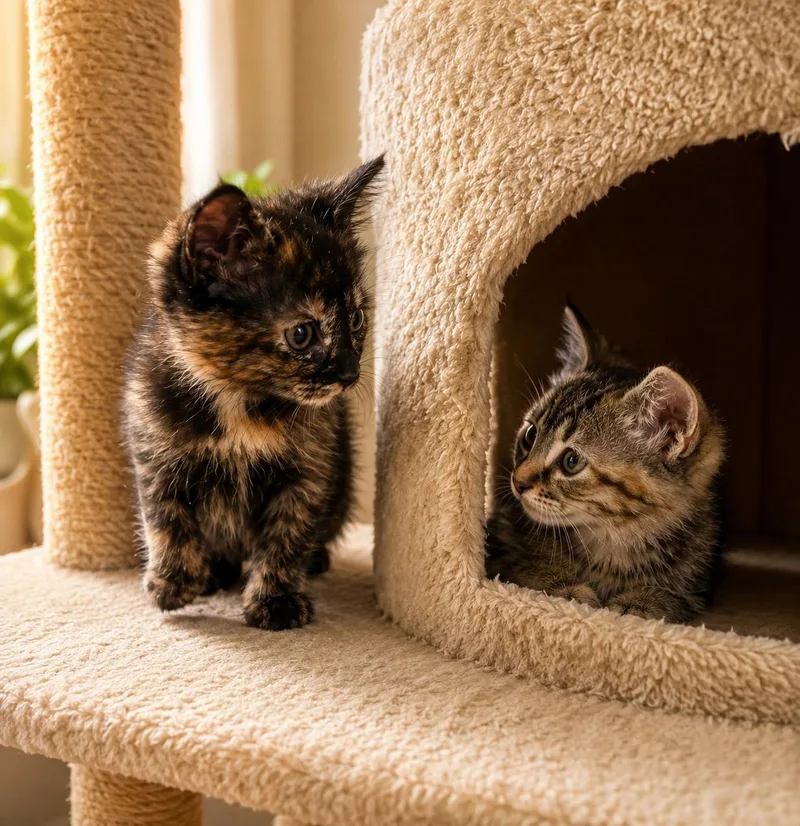 A baby medium-sized female Tortoiseshell cat named Mint & Julepbest Friends for adoption in Laurel, MD