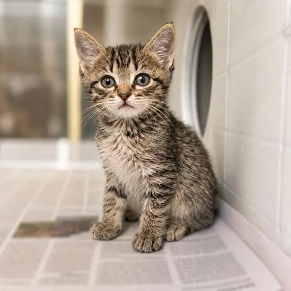 A baby small-sized female Domestic Short Hair cat named Daisy for adoption in Lafayette, LA