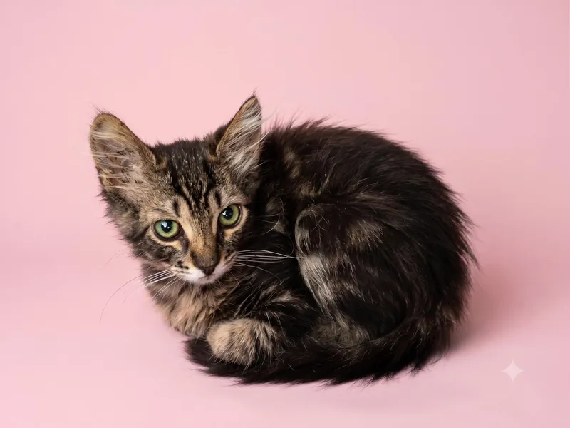 A baby small-sized female Domestic Long Hair cat named Charlotte for adoption in Los Angeles, CA