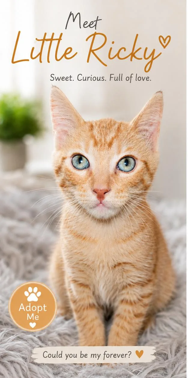 A baby medium-sized male Orange & White Tabby cat named Little Ricky for adoption in Phoenix, AZ