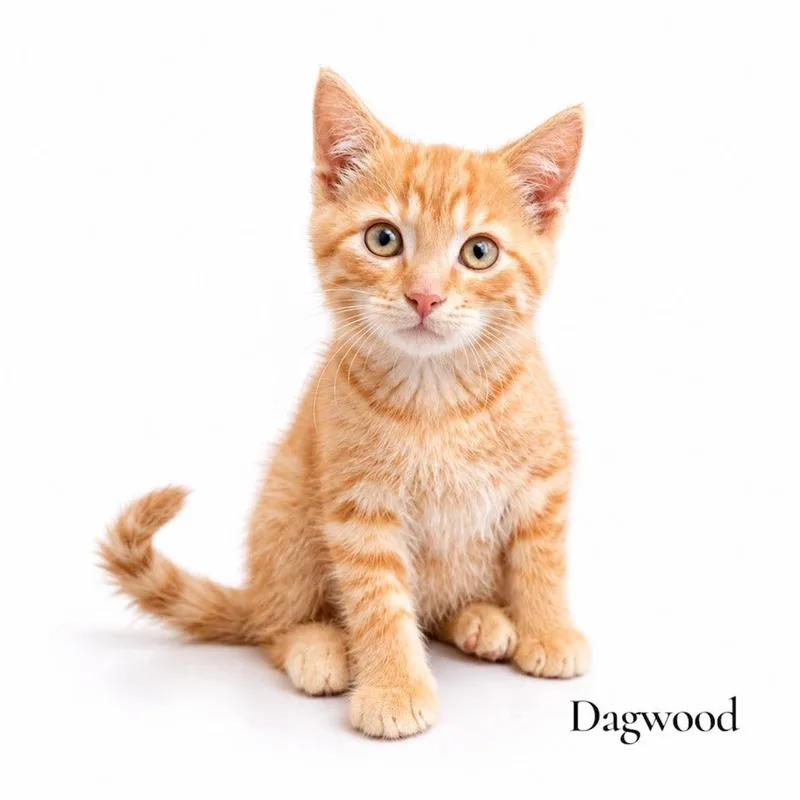 A baby medium-sized male Tabby (Orange / Red) Domestic Short Hair cat named Dagwood for adoption in Stevensville, MI