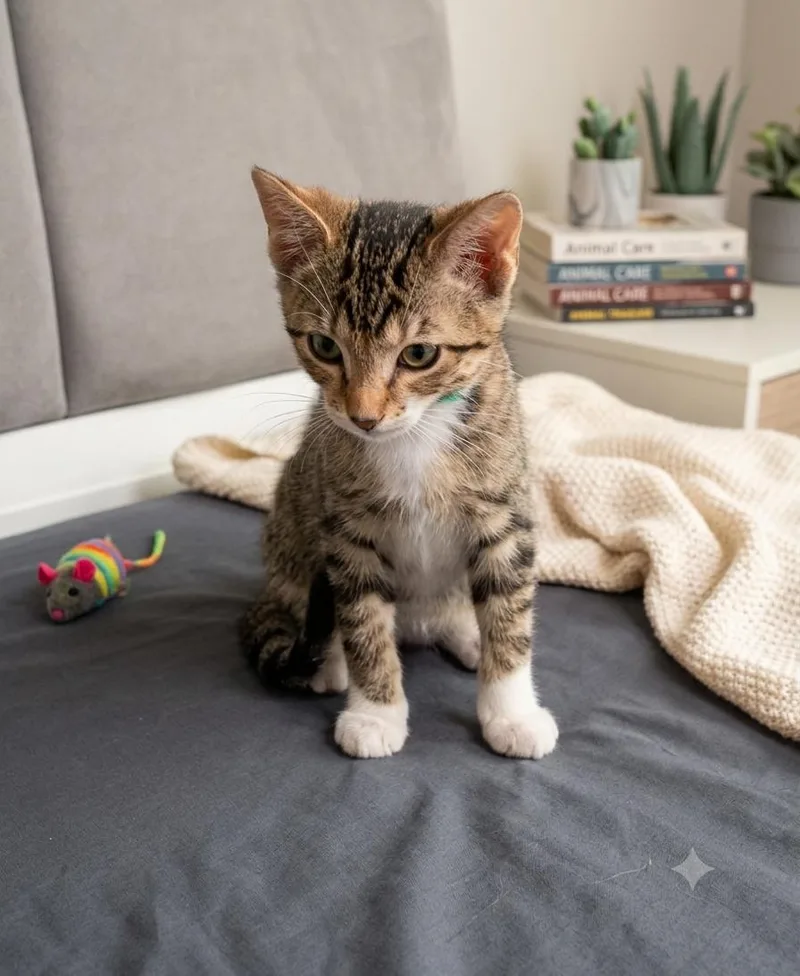 A baby medium-sized female Tabby cat named Jaid for adoption in Fort Myers, FL