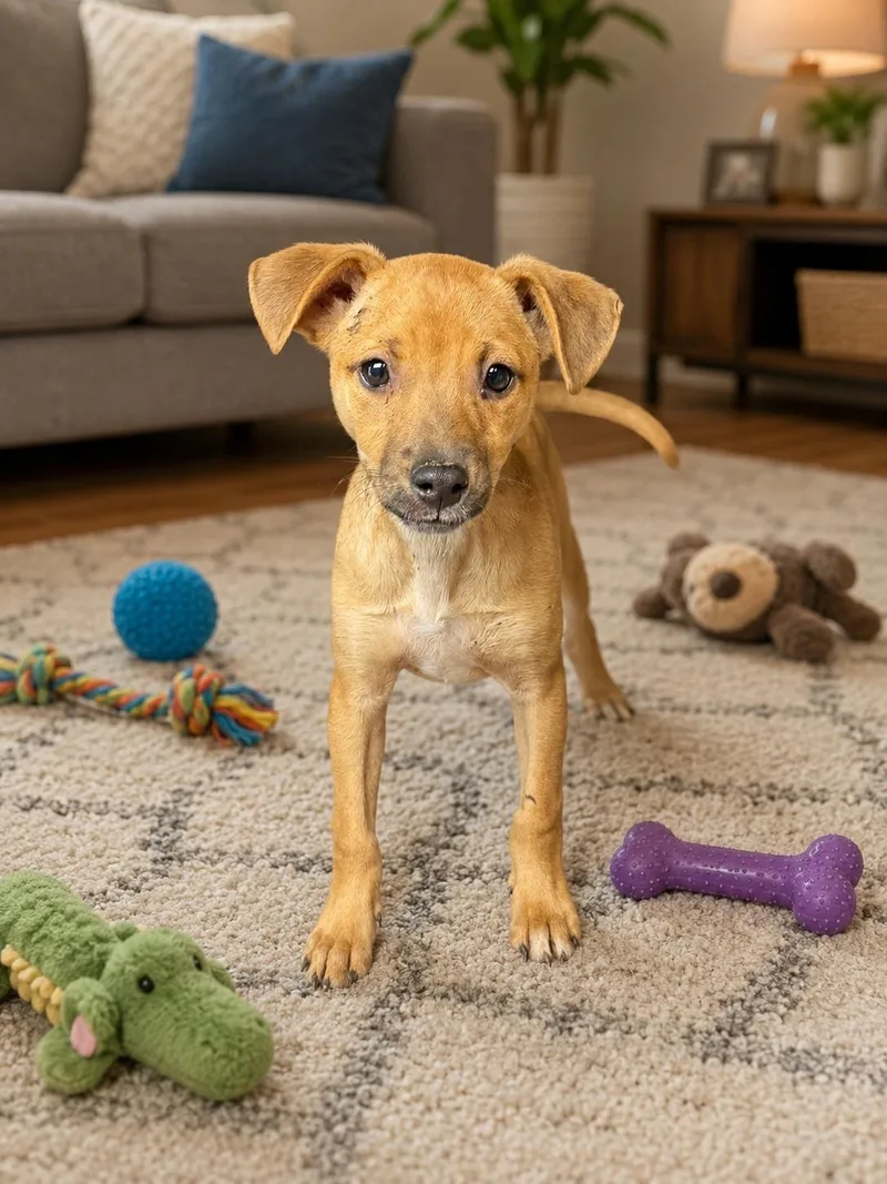 A baby small-sized female Apricot / Beige Feist dog named Neptune for adoption in Wanaque, NJ