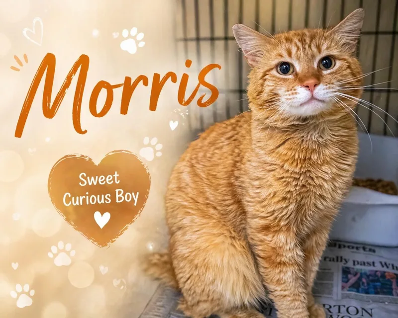 An adult medium-sized male Tabby (Orange / Red) Tabby cat named Morris for adoption in Greenville, DE