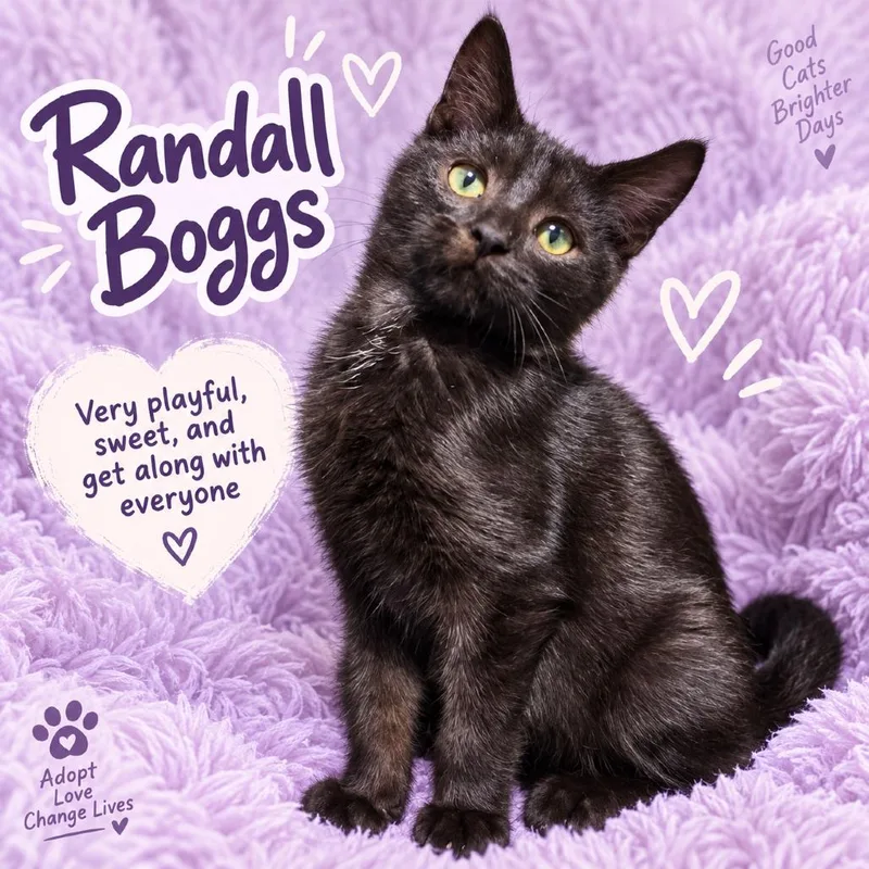 A baby small-sized male Domestic Short Hair cat named Randall Boggs for adoption in Quincy, OH
