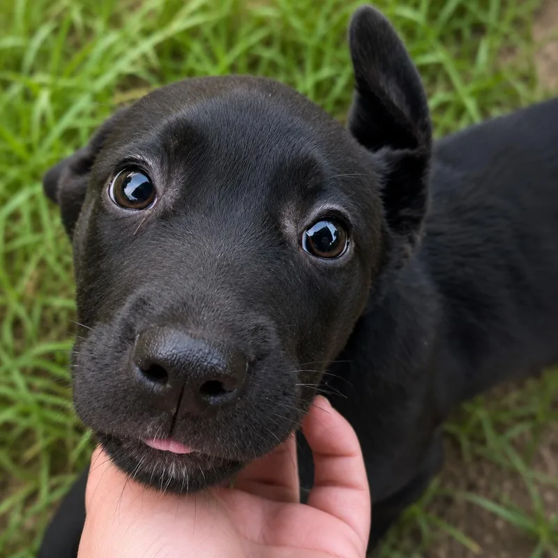 A young medium-sized female Black Labrador Retriever dog named Katie Jo for adoption in Portland, ME