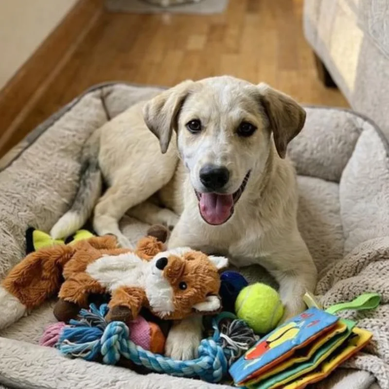 A baby large-sized female Labrador Retriever dog named Vinita for adoption in North Prairie, WI