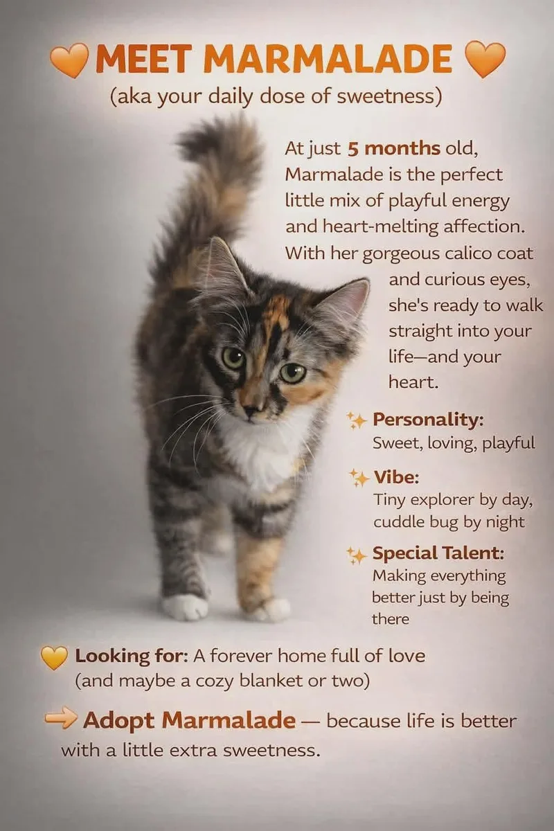 A young medium-sized female Calico Domestic Medium Hair cat named Marmalade for adoption in Brooklyn, NY
