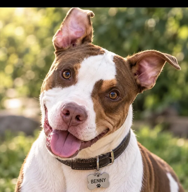 An adult medium-sized male Brown / Chocolate Pit Bull Terrier dog named Benny for adoption in CUMMING, GA