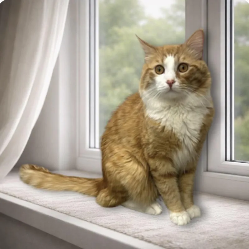 A young small-sized male Orange / Red Domestic Long Hair cat named Firebird for adoption in Hemet, CA