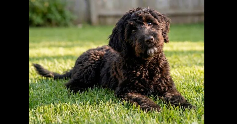 A baby medium-sized male Black Wheaten Terrier dog named Corkie for adoption in Crown Point, IN
