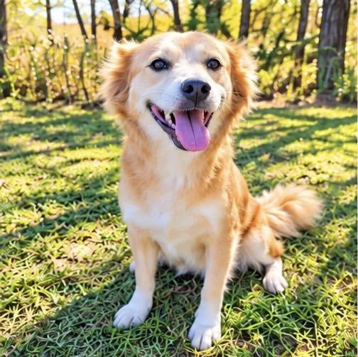 A young medium-sized female Yellow / Tan / Blond / Fawn Golden Retriever dog named Lucia for adoption in Foley, AL