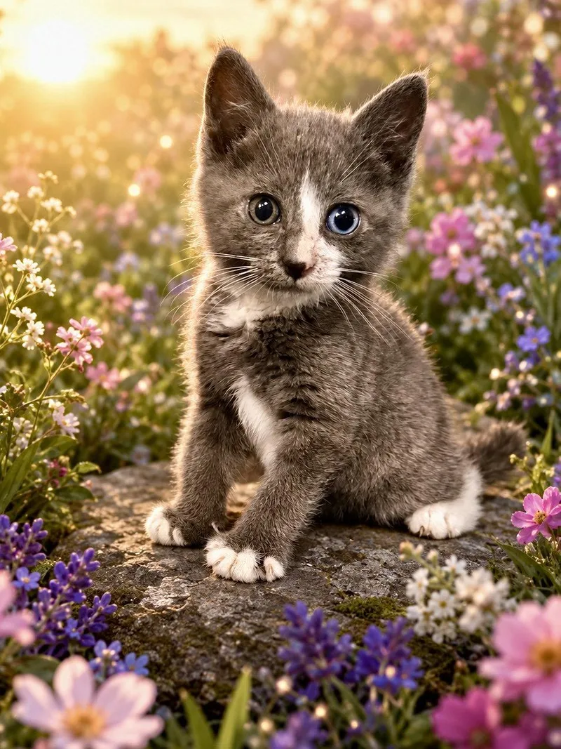 A baby medium-sized female Gray & White Domestic Short Hair cat named Indie for adoption in Hanover, PA