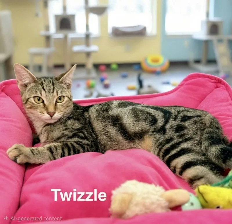 A baby medium-sized male Domestic Short Hair cat named Twizzle for adoption in St. Cloud, FL