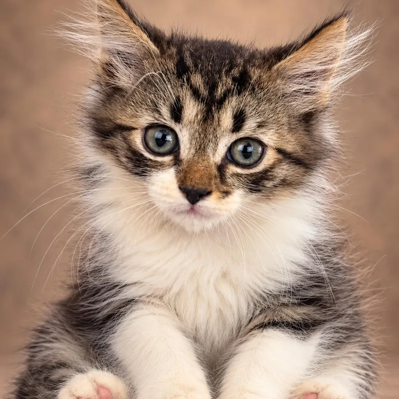A baby small-sized male Domestic Medium Hair cat named Friskie for adoption in Lucedale, MS